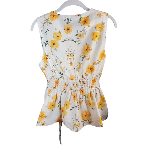 Essentielle En Saison Pia Floral Sleeveless Peplum Top Cotton Blend Large - Picture 5 of 9